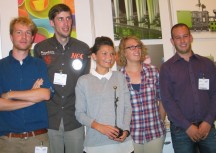 De genomineerden van de Engel Benelux Student Award 2014: vlnr Thomas Daneels, Niels Engelen, Jasmina Grase, Dimphy Roodbergen, Jens Duthieuw.