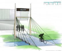 De gepatenteerde modulaire en circulaire fietsbrug van Pontiflex. (Foto: Pontiflex)